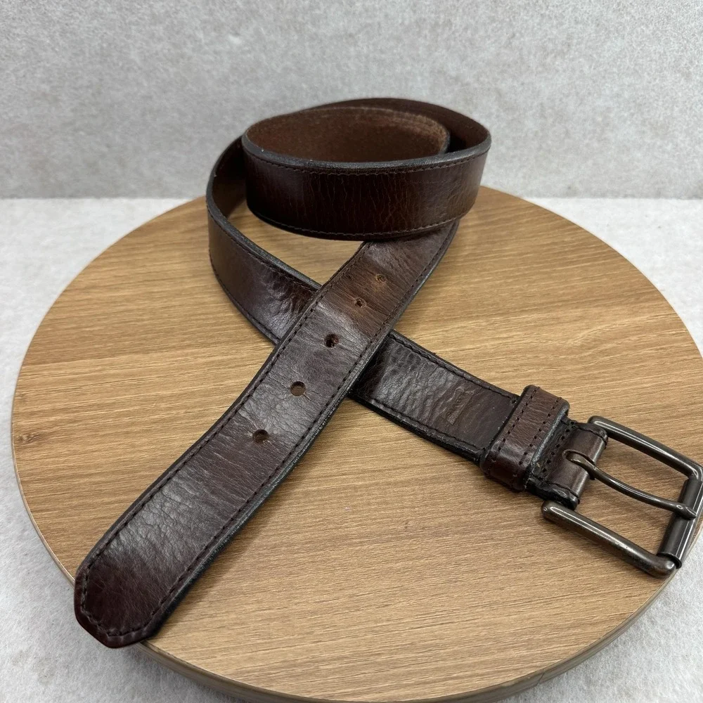 Levi's Belt Mens Pants Size 36 Brown Genuine Leather Belt Buckle Logo Adjustable